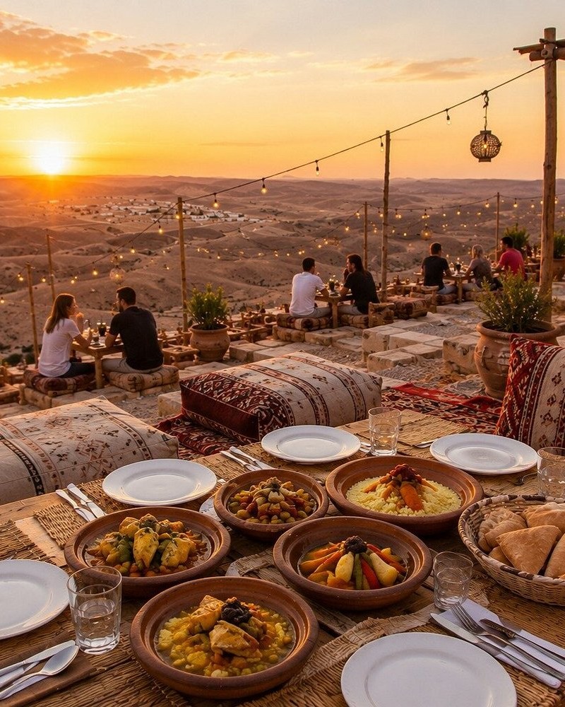 Moroccan breakfast spread