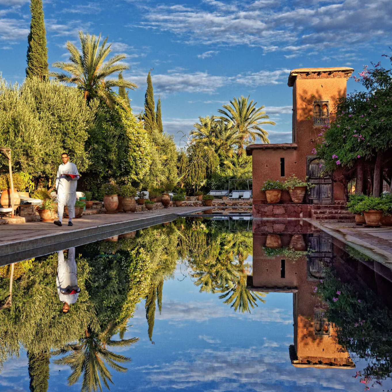 Kasbah Beldi courtyard, tiles and archways